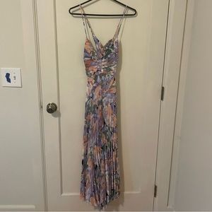 ASTR Blythe Floral Plisse Midi Dress